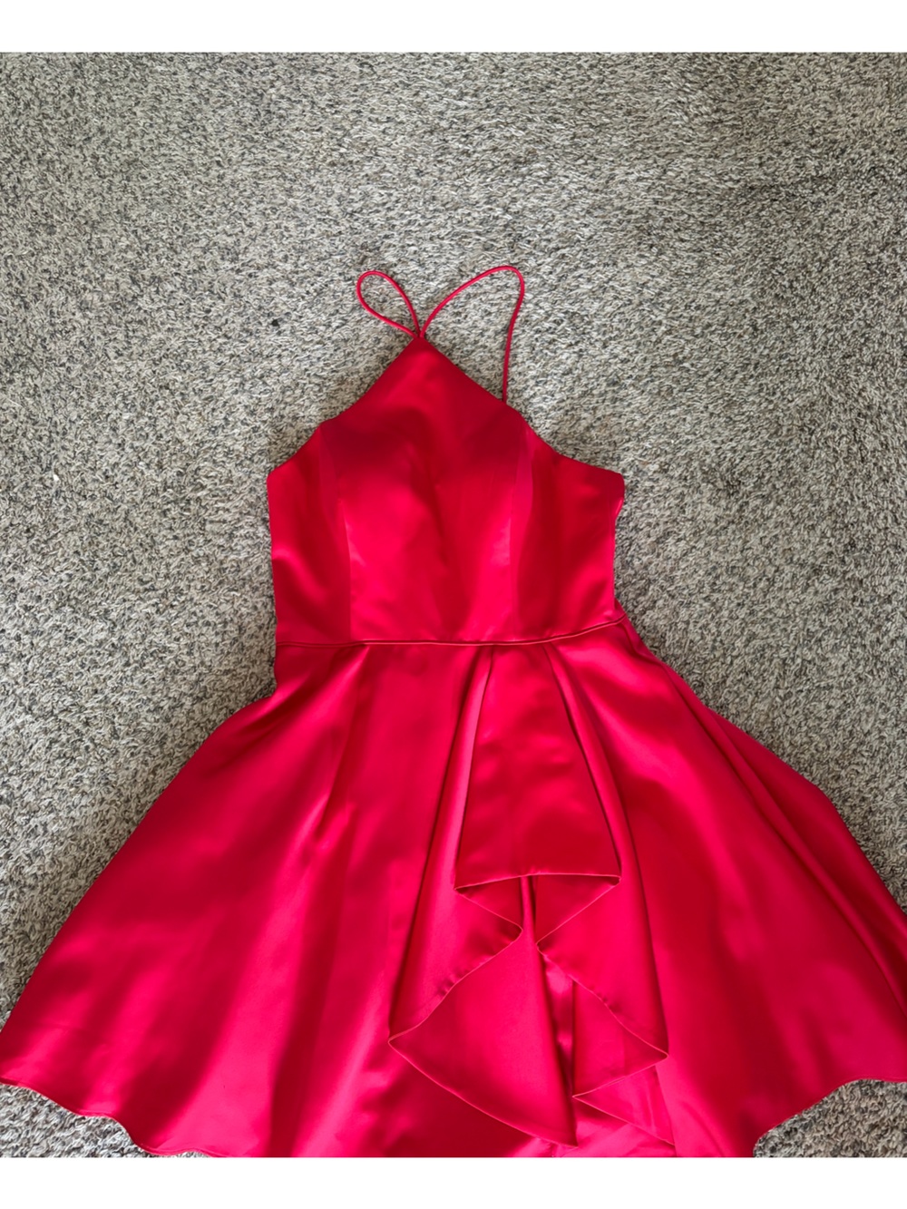 Red Satin Halter Mini Dress - Brand Not Shown